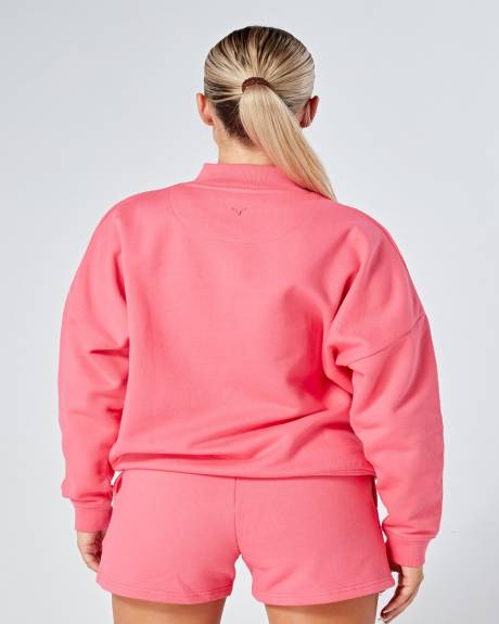 Twill Active - Essentials Oversized Funnel Neck Zip up Sweatshirt - Pink