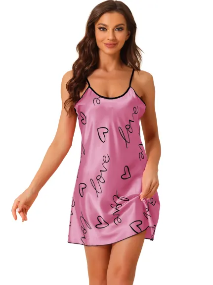 cheibear - Heart Print Lounge Mini Nightgown