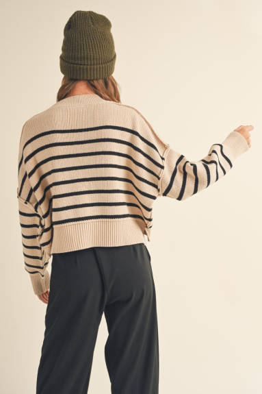 Evercado - Stripe Mock Neck Sweater