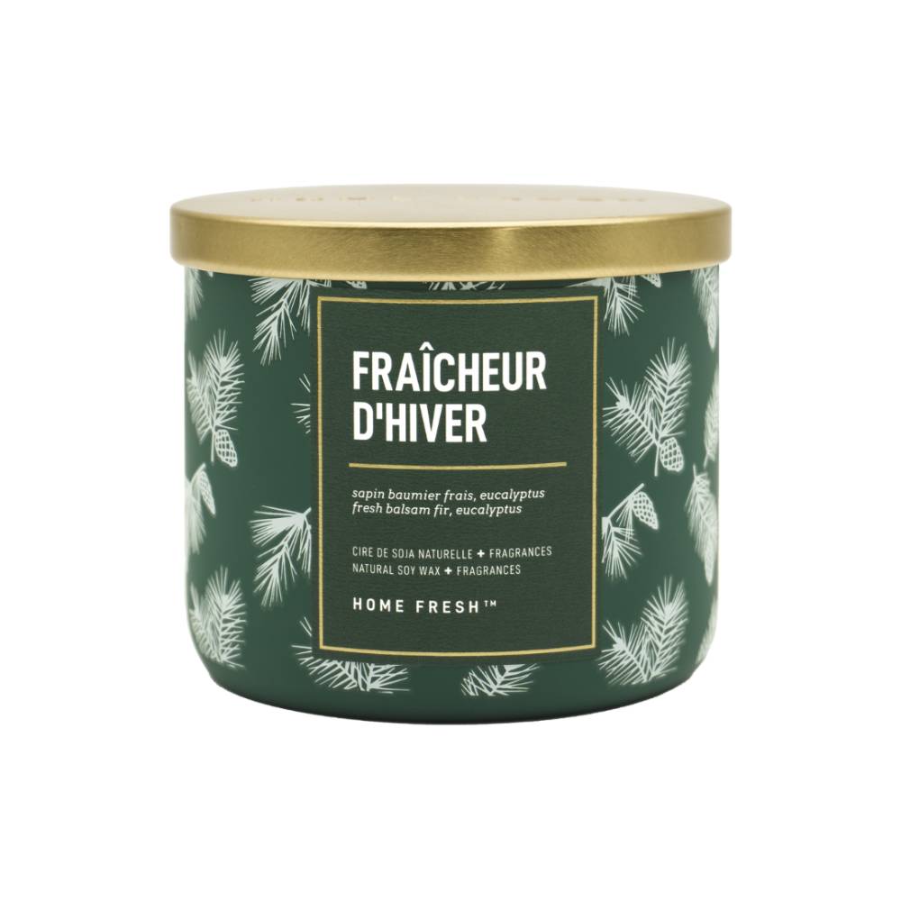 Home Fresh- Chandelle en cire de soja Fraîcheur d’Hiver - Format 3 mèches