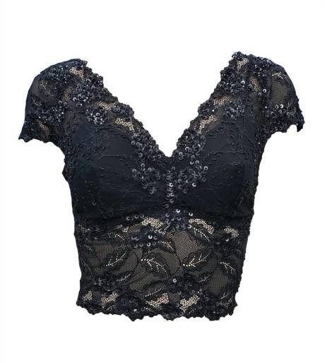 Grace Lace Hand Beaded Cami With Sleeves (Camisole avec manches en dentelle perl