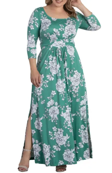 Kiyonna Maya Long Sleeve Scoop Neck Maxi Dress (Plus Size)
