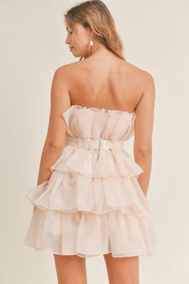 Evercado - Organza Tulle Tiered Mini Dress