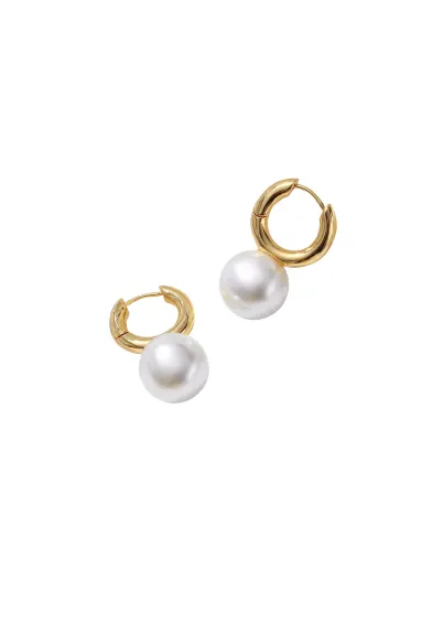 Classicharms-Boucles d'oreilles cerceau avec perles dorées