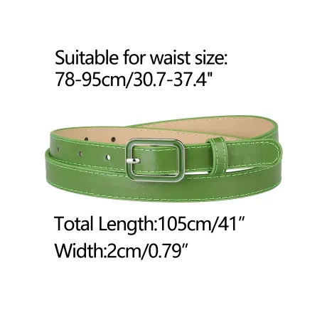 Allegra K- Rectangle Pin Buckle Thin Waist Belt
