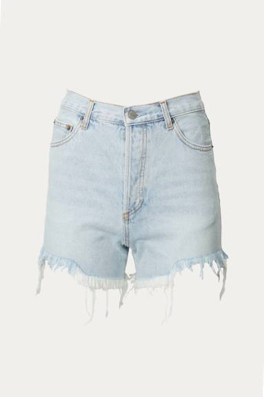 By Together - Distressed Frayed High-Rise Denim Shorts