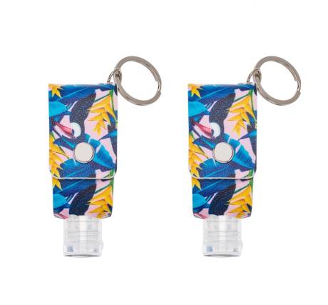 Multi Colored Tropical Hand Sanitizier Key Chain with Empty 30 ML Bottle - set of 2 - Don't AsK
