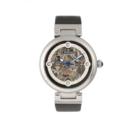 Empress Adelaide Automatic Skeleton Leather-Band Watch - White