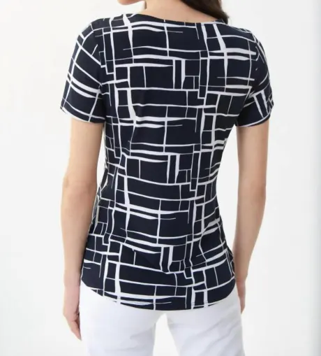 Joseph Ribkoff - Abstract Tie Front Top
