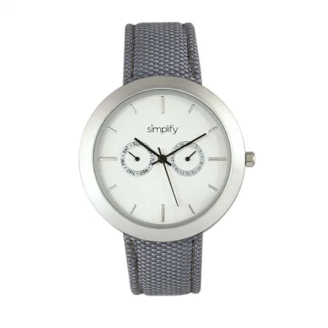 Simplify - La montre 6100 à bracelet recouvert de toile avec jour/date - Blanc/Noir