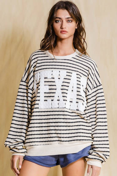 Evercado - Texas Graphic Stripe Sweatshirt