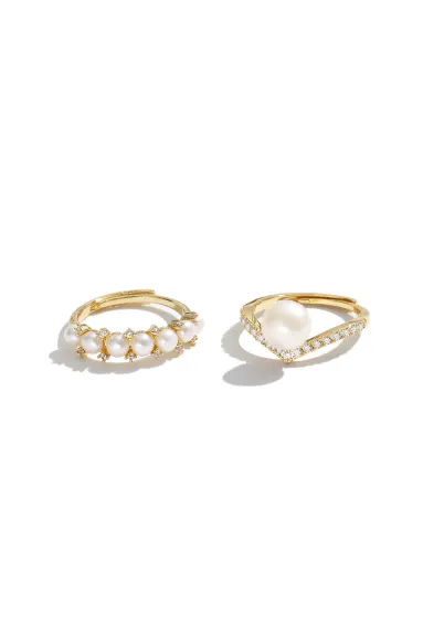 Classicharms-Bague avec perles serties de diamants
