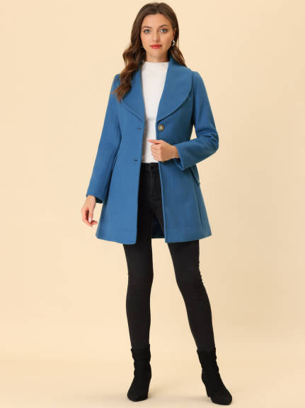 Allegra K- Turn Down Collar Single Breasted Belted Trenchcoat