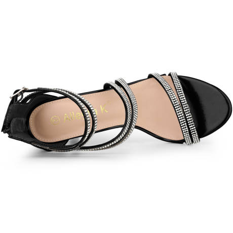 Allegra K- cheville strass Stiletto talons sandales