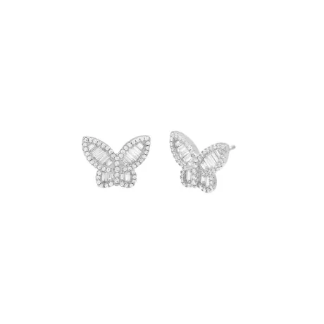 By Adina Eden -PAVE X BAGUETTE BUTTERFLY STUD EARRING - SILVER