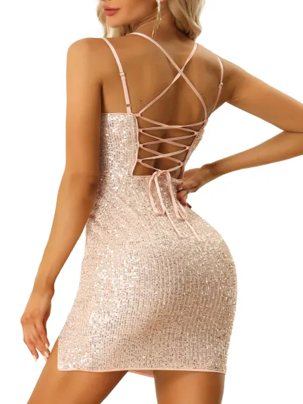 Allegra K- Mini robe à bretelles spaghettis en dentelle pour femmes