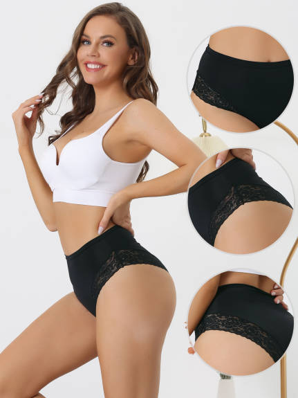 Allegra K- Lace Mid Waisted Silky No Trace Briefs
