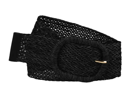 Allegra K- Wide Waist Braided Woven Belts Chunky Buckle