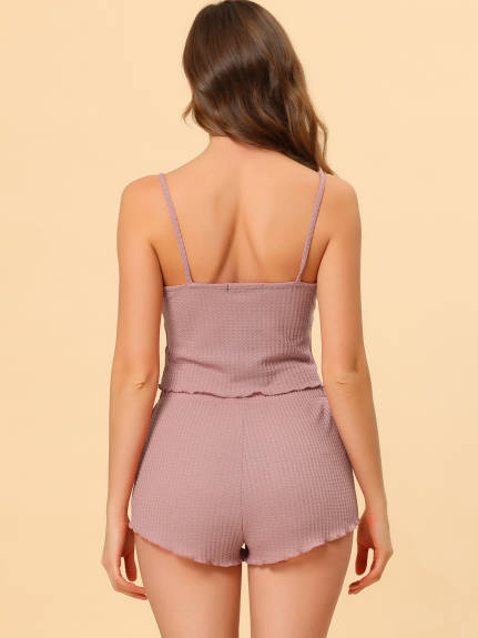 cheibear - Cami Tops Shorts Knit Summer Lounge Sets