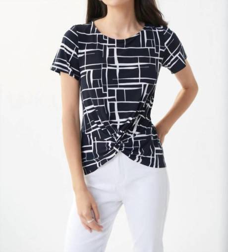 Joseph Ribkoff - Abstract Tie Front Top