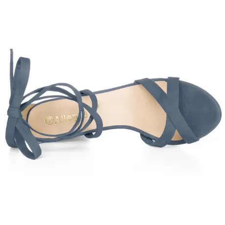 Allegra K - Open Toe Lace Up High Block Heeled Sandals