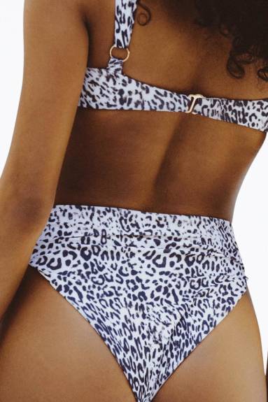 SOAH - Riley Leopard-Print Belted High-Waist Bikini Bottom