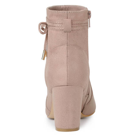 Allegra K- Pointed Toe Chunky Heel Zipper Ankle Boots