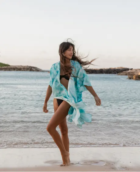KOY Resort Kimono de plage imprimé tie-dye Aquarelle