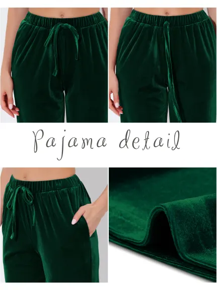 cheibear - Pantalon de pyjama en velours à jambe large