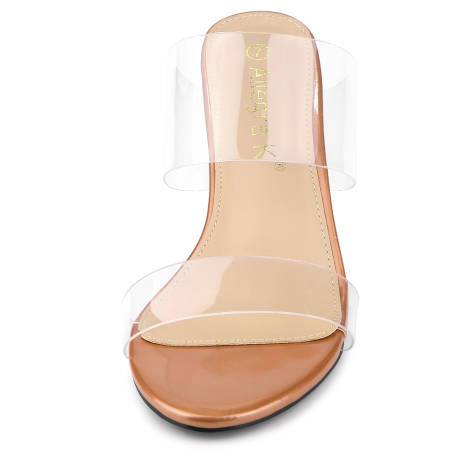 Allegra K- Women's Clear Slide Stiletto Heels Clear Sandals
