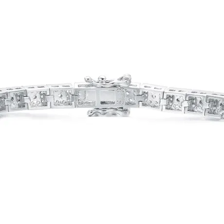 Genevive Sterling Silver White Gold Plating with Colored Baguette Cubic Zirconia Link Bracelet