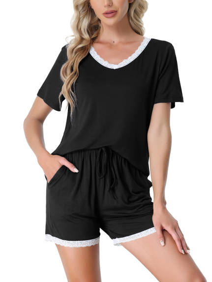 cheibear - Lounge Tops and Shorts Soft Summer Nightwear