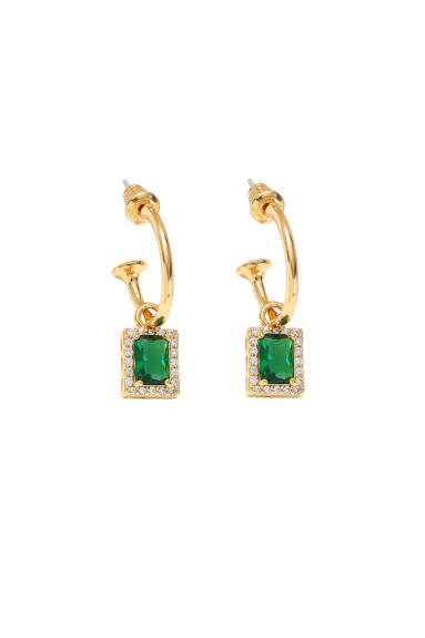 Classicharms-Emerald Hoop Earrings