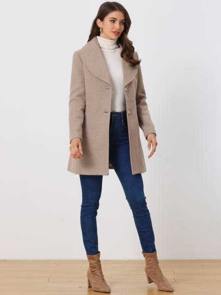 Allegra K- Turn Down Collar Single Breasted Belted Trenchcoat