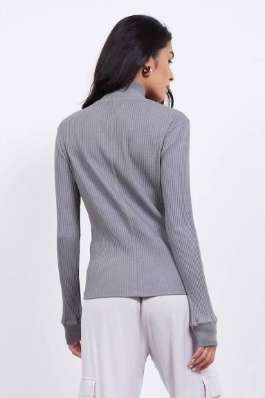 Andre Long Sleeve Snap Turtleneck Top