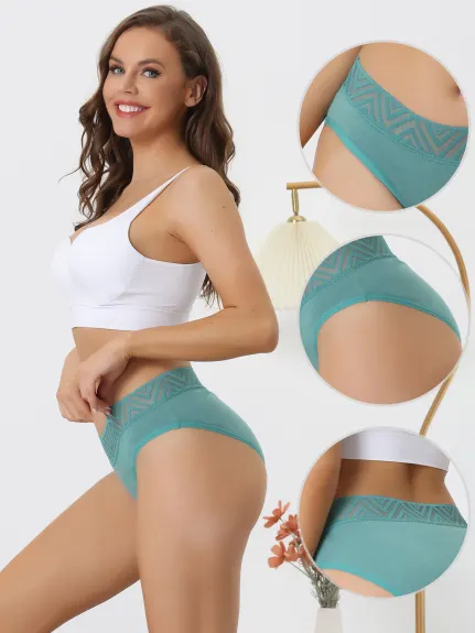 Allegra K- Cotton Lace Medium Waist Briefs Panties