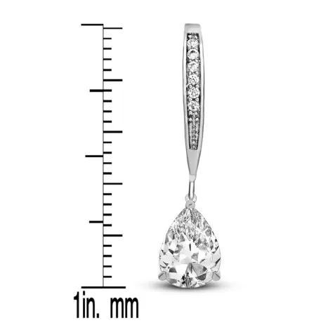 Genevive Sterling Silver White Gold Plating with Colored Cubic Zirconia Teardrop Earrings