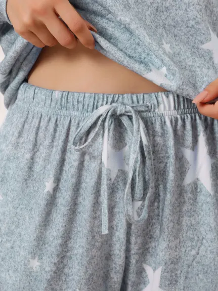 cheibear - Star Printed Kint Pajama Set