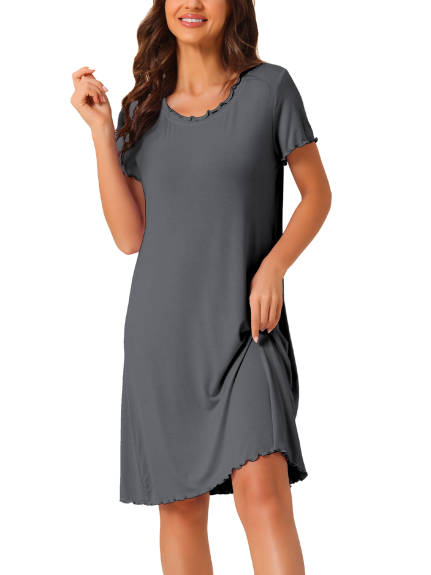 cheibear - Short Sleeves Ruffle Pajama Dress