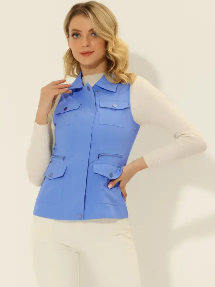 Allegra K- veste zippée avec poches Cargo Utility Vest