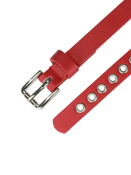 Allegra K- Grommet Belt Leather Skinny Plus Size Waist Belt