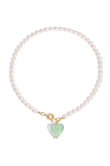 Classicharms-Esmée Glaze Heart Pendant Pearl Necklace