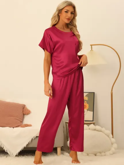 cheibear - Summer Satin Pajamas Set