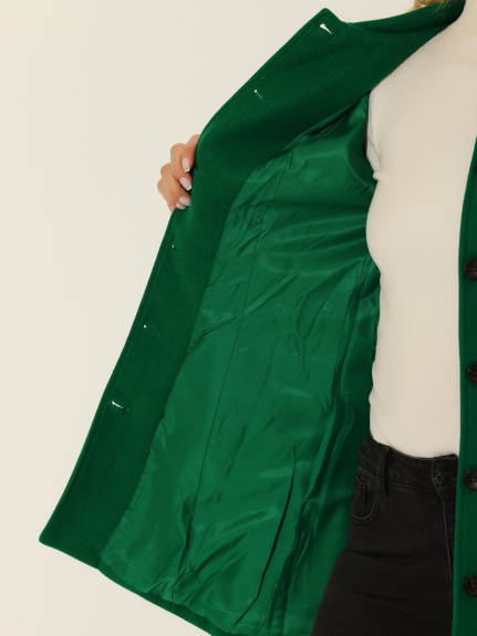 Allegra K- Peter Pan Collar Single Breasted Overcoat