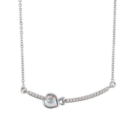 Aurora Borealis Crystal Heart Bar Pendant Necklace by callura