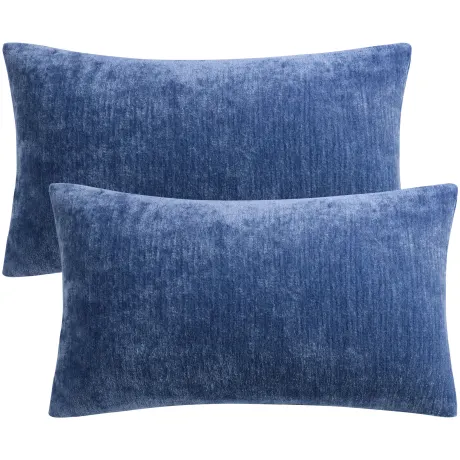 PiccoCasa- Set of 2 Chenille Water Repellent Throw Pillow Covers 12x20 Inch