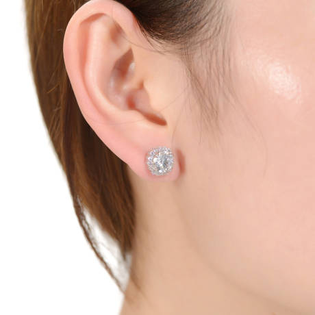 Rachel Glauber Elegant Round Stud Earrings with Colored Cubic Zirconia