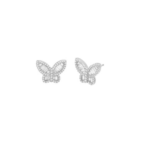 Par Adina Eden -Pave X Baguette Butterfly Stud Earge - Silver
