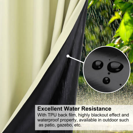 PiccoCasa- 100% Blackout Waterproof Grommet Curtains with Black Liner, 2 Panels Set 52 x 84 Inch
