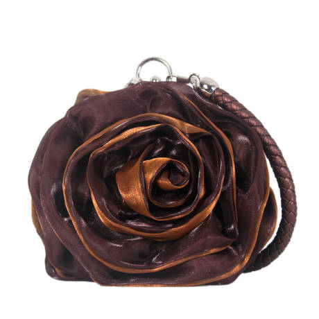 Blue Satine Rose Flower Clutch Handbag with Removeable Strap - Don't AsK